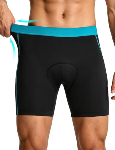 Baleaf Men's 4D Padded Cycling Bike Shorts - Black/Blue, Large