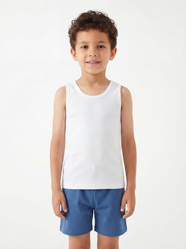 Andrew Scott Basics Boys' Color A-Shirt Sport Tank Top 10-Pack (Large) – White & Colorful Cotton Undershirts