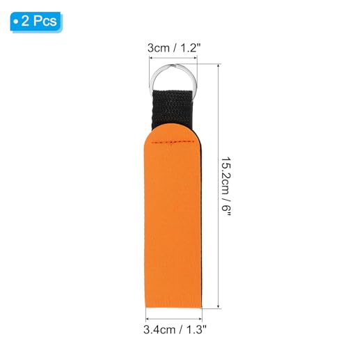 Waterproof Floating Neoprene Keychain - Orange, 2 Pcs