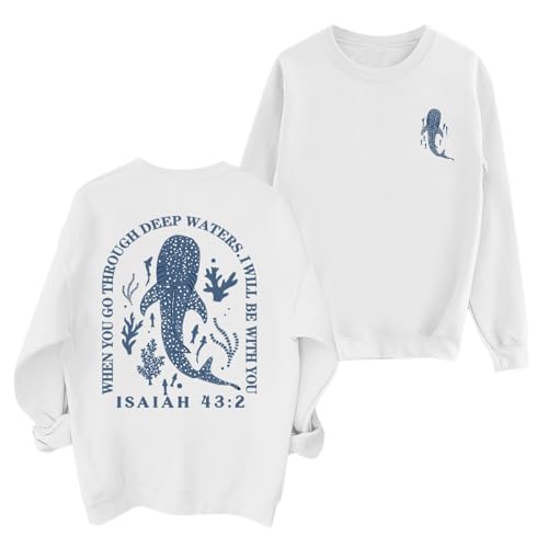 Christian Whale Shark Hoodie for Women - White, Medium