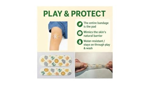 JL CARE Waterproof Hydrocolloid Kid Bandages - 50 Count Animal Variant, Fast Healing & Scar Reduction