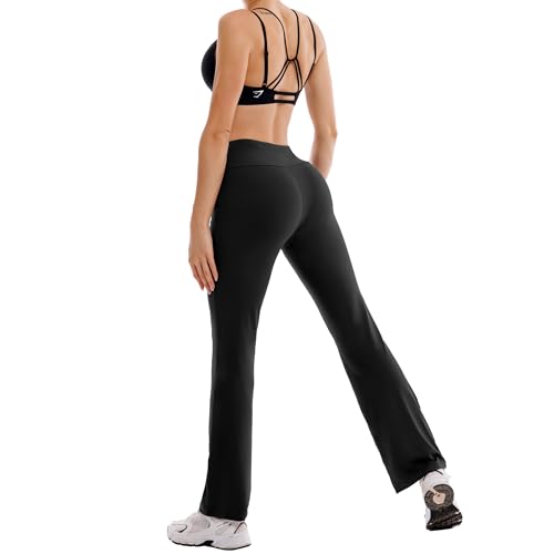 Ipletix Flare Leggings for Women - Yoga & Dress Pants, 28" Inseam, Large, Black