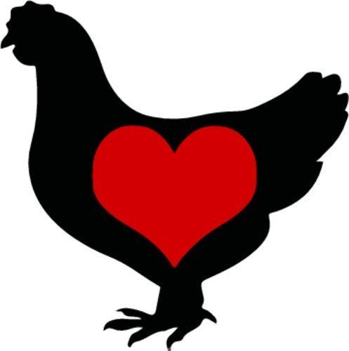Chicken Silhouette Heart Vinyl Sticker - 4 Inch