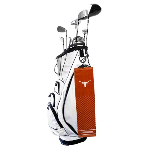 Texas Longhorns Embroidered Golf Towel with Checkered Scrubber Design - Team Golf