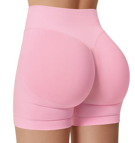 Butt Lifting Gym Shorts for Women - 4.5" Inseam, Light Pink