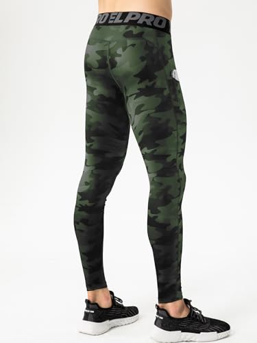 Men's Camouflage Green Compression Pants A# Large - Cool Dry Base Layer Tights