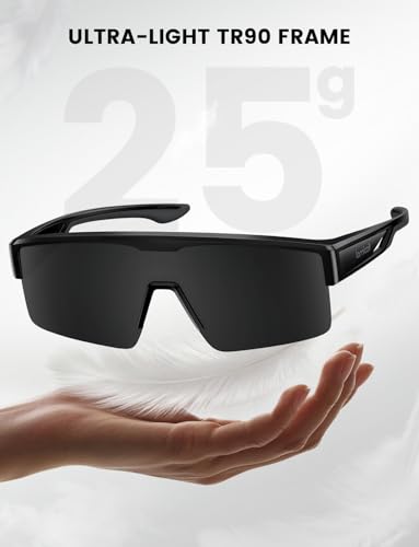Lamicall Polarized Over Glasses Sunglasses Black Frame Gray Lenses UV400 Protection