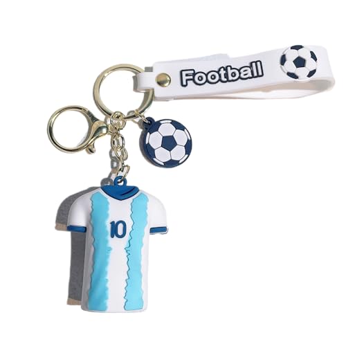 Soccer Jersey Keychain with Football Charm - Blue