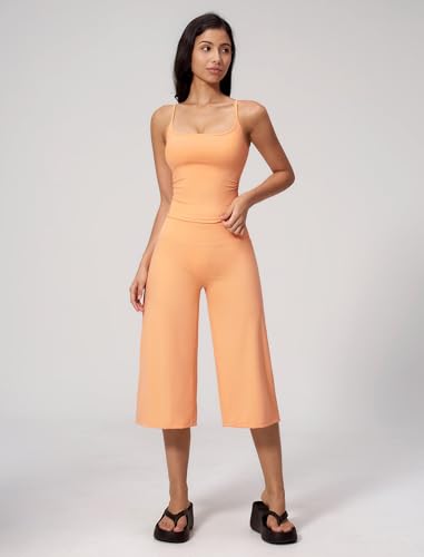 ABOCIW Capri 2-Piece Workout Set for Women - Medium / Tank Top in Orange