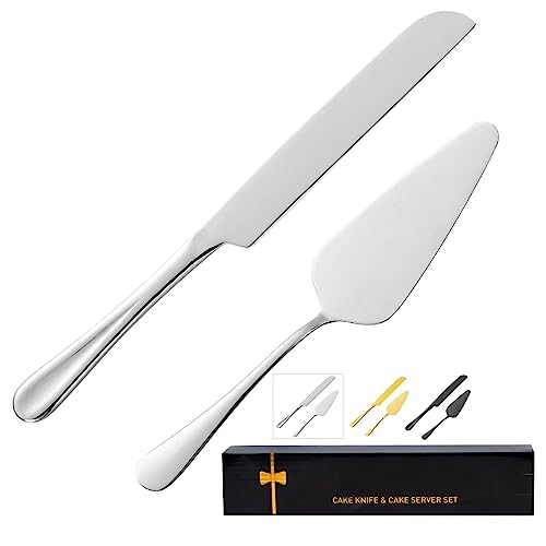 Stainless Steel Cake Serving Set - Knife & Server - Silver