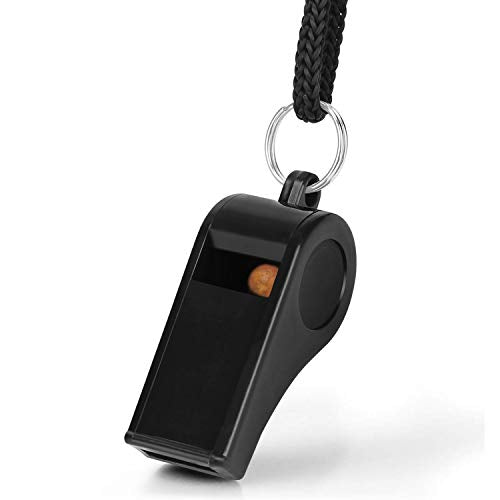 Loud Black Whistle with Lanyard - 12PCS for Coaches & Referees