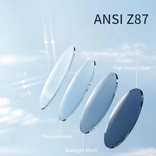 TransitionSafetyGlaseswith ANSI Z87+ImpactApproved Wraparound&Anti Bluelight UV400