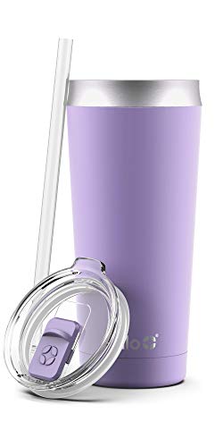 Ello Beacon 24 oz Lilac Vacuum-Insulated Stainless Steel Tumbler with Slider Lid & Optional Straw