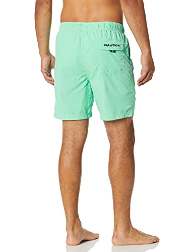 Nautica Men’s Solid Quick-Dry Classic Logo Swim Trunk – Mint Spring (Dark), Large