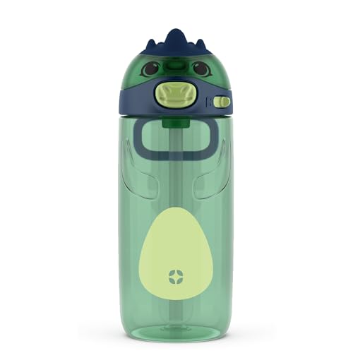 Ello Ellies 16oz BPA-Free Plastic Kids Water Bottle with Dino Design, Leakproof