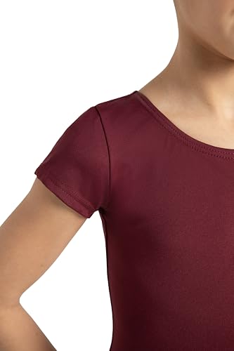 Short Sleeve Leotard for Girls - Small / Maroon