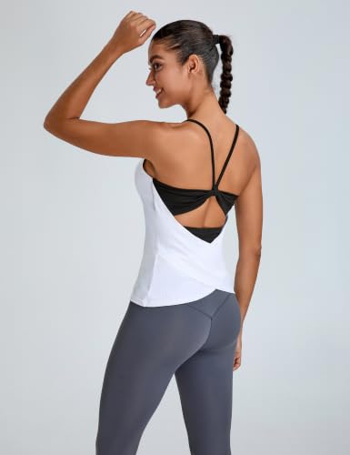 Open Back Tank Top with Built-in Bra - X-Large White