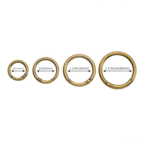 15pcs Brushed Brass Round Carabiner Clips - Keychain O Rings