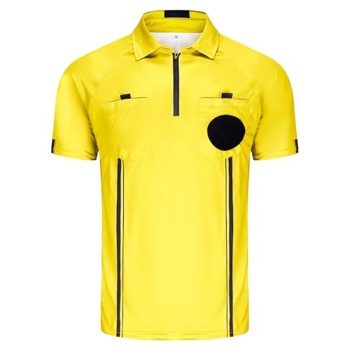 Soccer Referee Jersey - Short Sleeve with Badge Holder & Pockets - Small Yellow