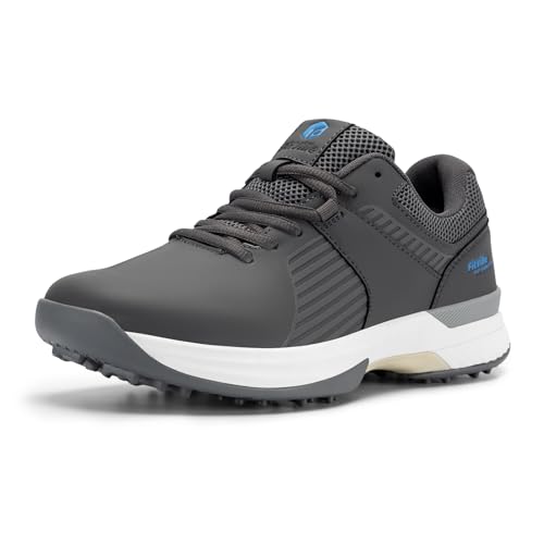 Extra Wide Men's Waterproof Golf Shoes with Arch Support - Charcoal Grey
