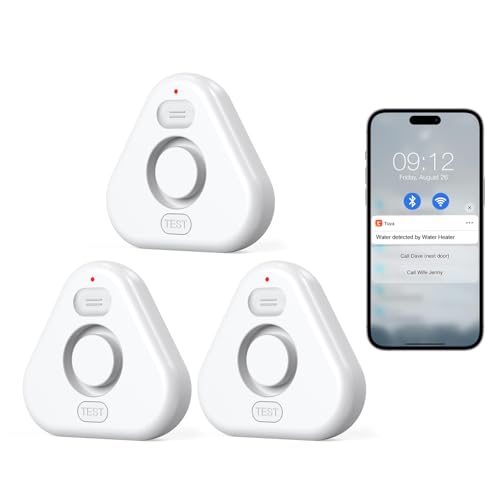 Water Detector Sensor,Water Leak Detectors for Home with App Alerts,Water Alarm Leak Detector with 120db Adjustable,500ft Transmission for Basement,Bathroom, Laundry,No Hub Required (Support 2.4G)