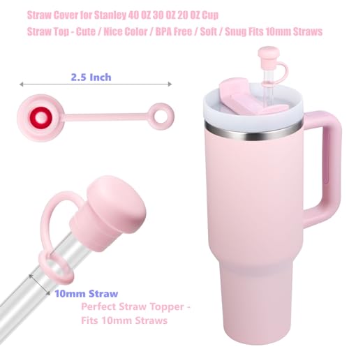 Cute Straw Covers for Stanley Cups - 6-Pack Silicone Toppers