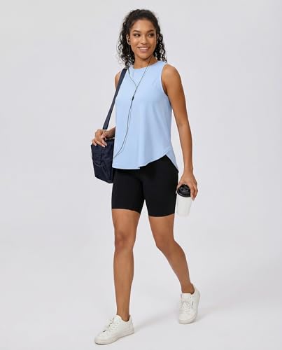 NebuKinex Women's Sleeveless Workout Tank Tops 4-Pack - Black, Grey, White, Blue, Medium