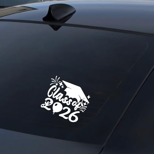 Class of 2026 Graduation Vinyl Car Decal & Hat Sticker Set - White