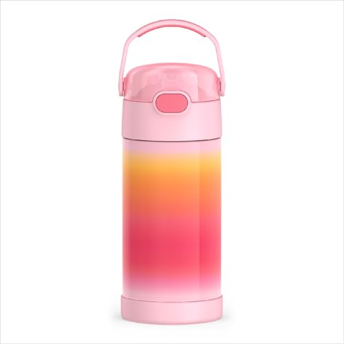 THERMOS FUNtainer Pink Ombre 12oz Kids Water Bottle with Straw, Vacuum Insulated