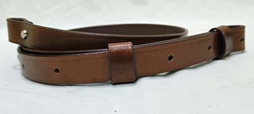 Brown Leather Rifle Sling - 1" Wide Adjustable Gun Strap