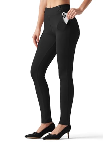 Willit Women's High-Waisted Yoga Dress Pants 28in Inseam Medium Black Skinny Leggings