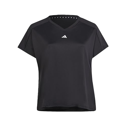 Adidas Women's Aeroready Minimal Branding V-Neck T-Shirt - Large Black