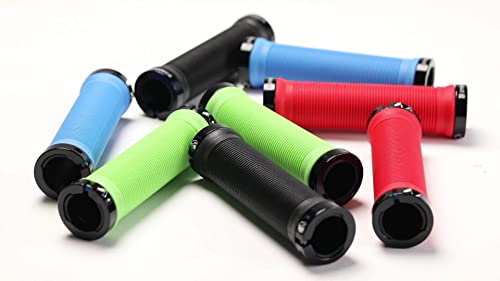 Double Lock Bicycle Handlebar Grips - Comfortable Rubber - Black