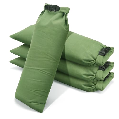 Flood Water Barrier Sand Bags - 4Pcs Thickened Long Canvas Flood Protection Sandbags with Insert Buckle Reusable Quick Flood Barrier for Home Door Window Basement Garage Floor Flood Control (4)