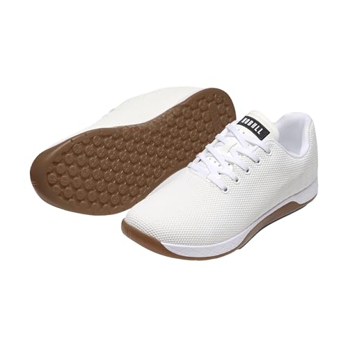 Women's Weightlifting Shoes - Flat Support, Carbon Rubber Sole - Size 7.5 White Gum
