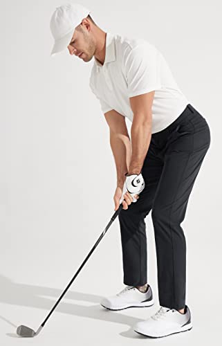 Men's Stretch Golf Pants - Quick Dry Lightweight Trousers with Pockets