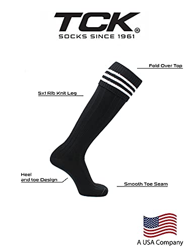 Soccer Socks with Fold Down Top - Large Black & White