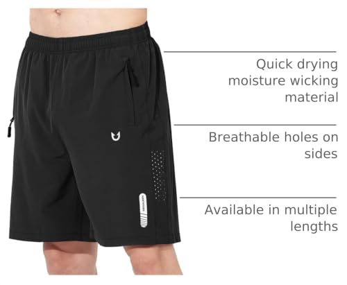 Men's Athletic Running Shorts with Zipper Pockets - Quick Dry & Breathable