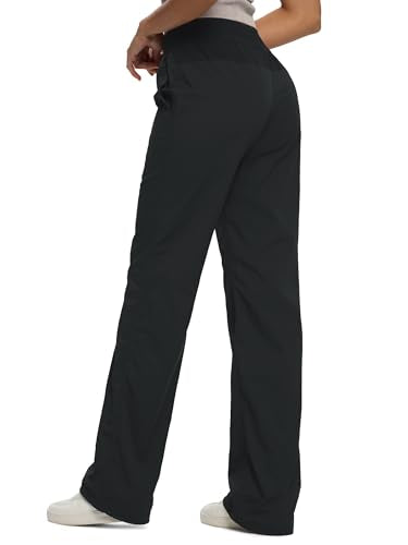 SEVEGO Women's Black 32 Inseam Lightweight Dance Studio Pants Ruched Workout Activewear
