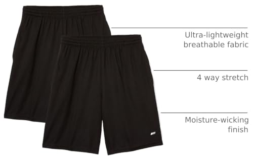 Men's Athletic Basketball Gym Shorts - Breathable Moisture Wicking, Loose Fit - Pack of 2