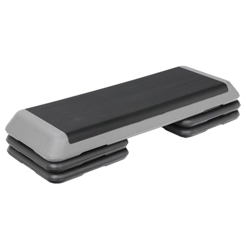 Adjustable 43'' Aerobic Step Platform with 4 Risers - Grey