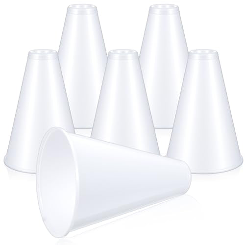 6 Pack White Cheer Megaphones - Mini Cheerleading Props