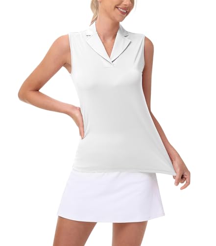 Women's Sleeveless Golf Polo Shirt - UPF 50 Dry Fit V Neck