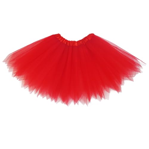 3-Layer Tulle Tutu Skirt for Women & Teens - Red - X-Large