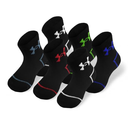 Girls' Quarter Socks - Black Multi Color Stripe