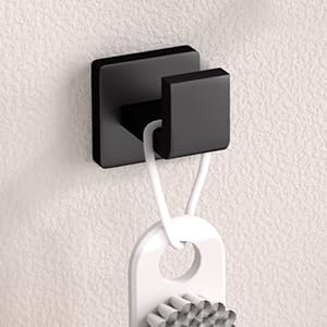 PAHSFS Bath Towel Hooks Matte Black - 2 Pack SUS304 Stainless Steel Bathroom Towel Hook - Modern Square Style Wall Mounted - Heavy Duty Wall Hook for Bathroom & Kitchen