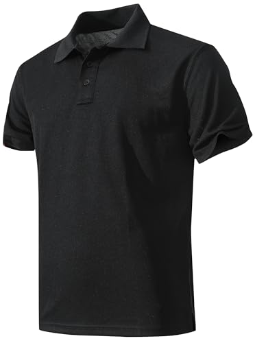 Men's Performance Polo T-Shirt - Short Sleeve, Large, Black