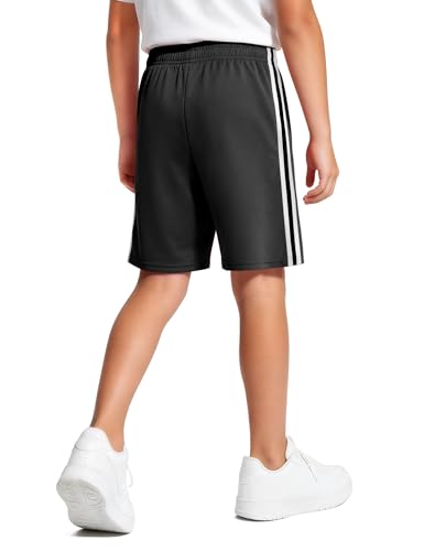 Boys Quick Dry Mesh Athletic Shorts - Black, 7-8 Years