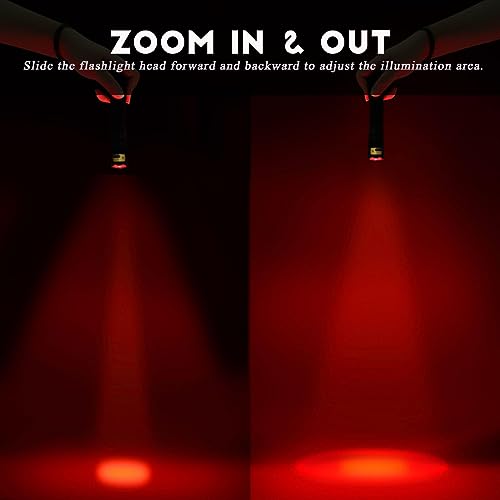 Upgraded Red Flashlight Combo, Bright White &High/Low Power Red Light Options with Memory, Zoom Lens, Rechargeable Battery, Small Portable LED Torch for Aviation, Astronomy, Night Vision