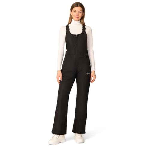 Women's Insulated Ski Bibs - Water Resistant Snow Pants - Medium/31" Inseam - Black